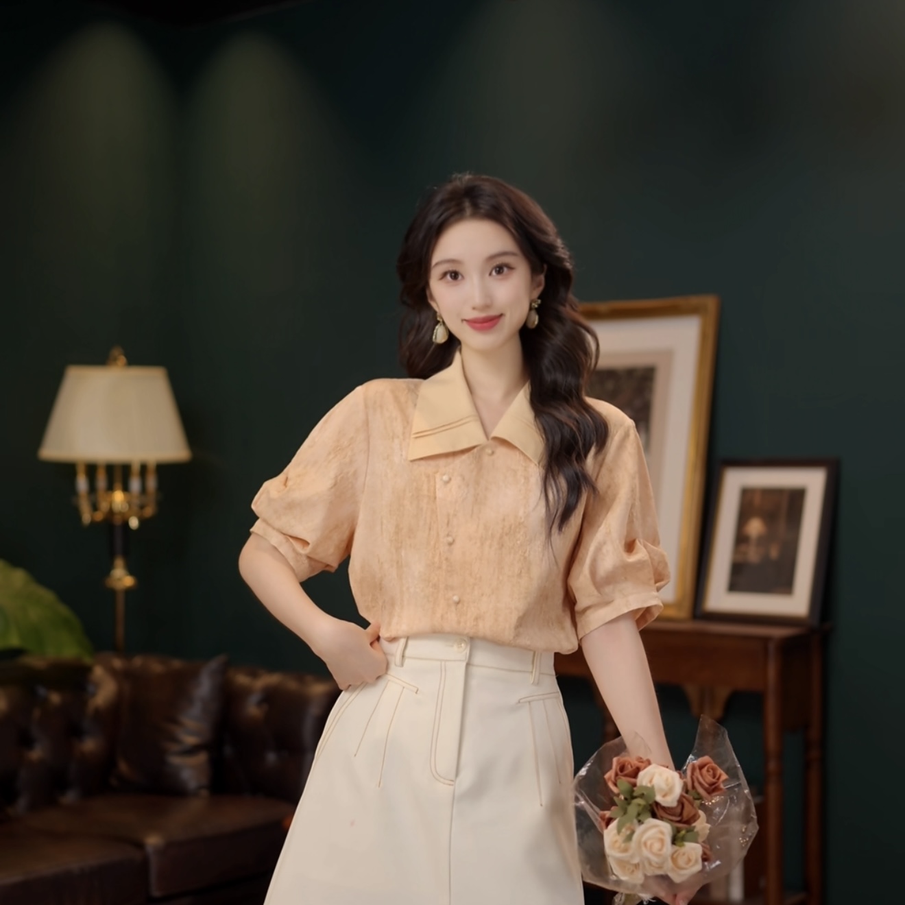 琦琦【黄昏唱片】甜美休闲百搭小众短袖女夏季上衣YE0706540