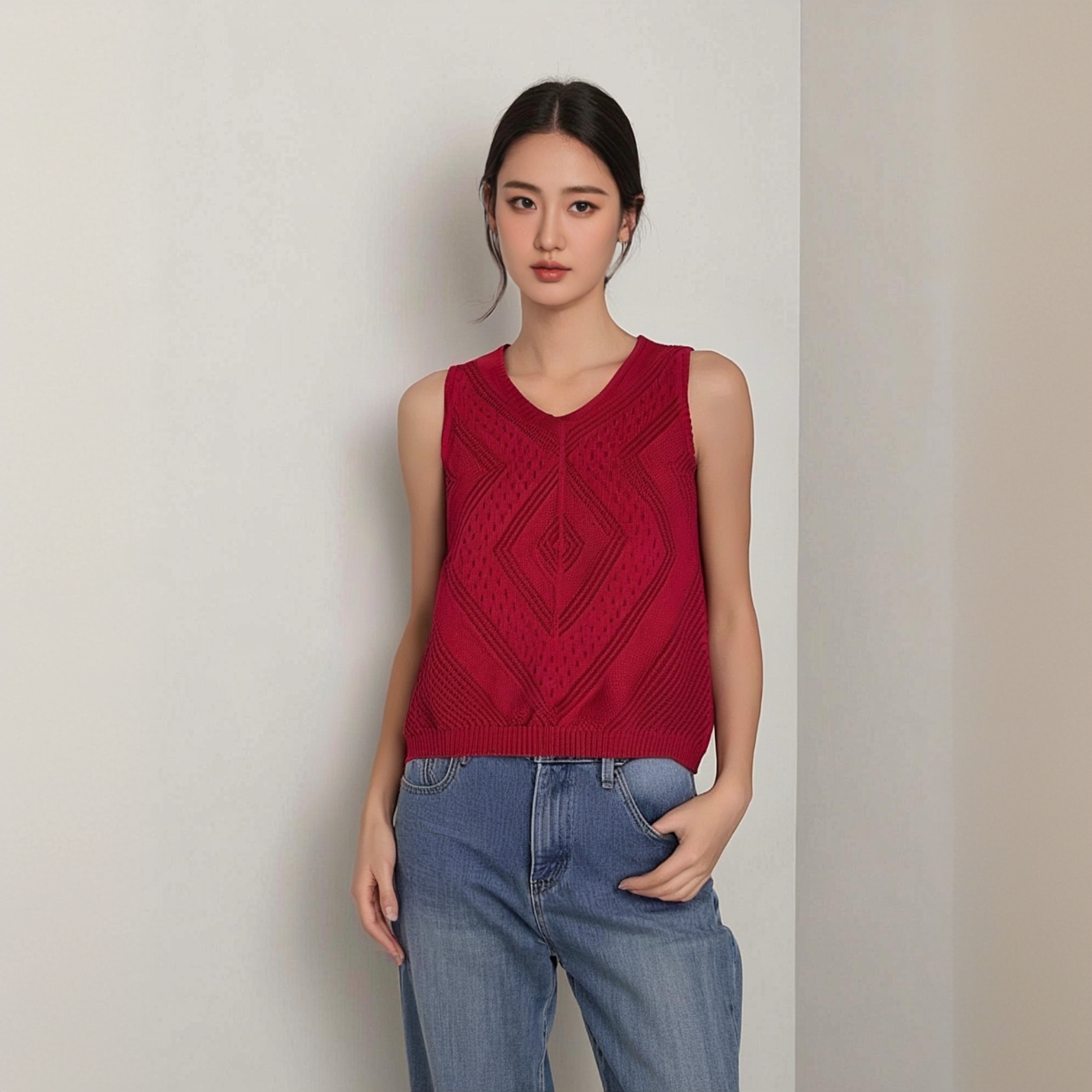 慕成家巨划算 【新粉必入】2025夏季新款时尚V领【镂空钩花】针织马甲