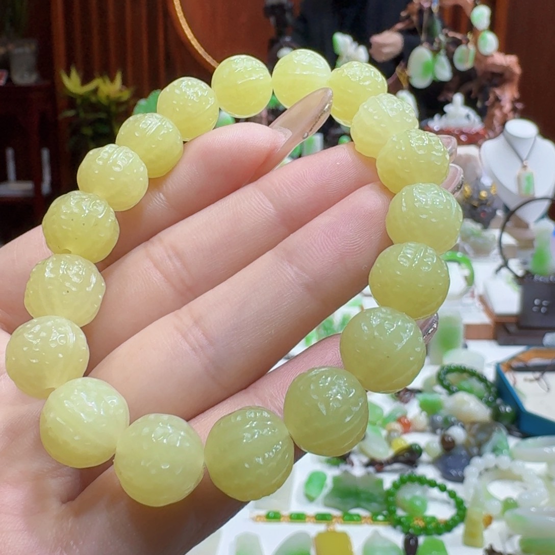 和田玉黄口手串未镶嵌