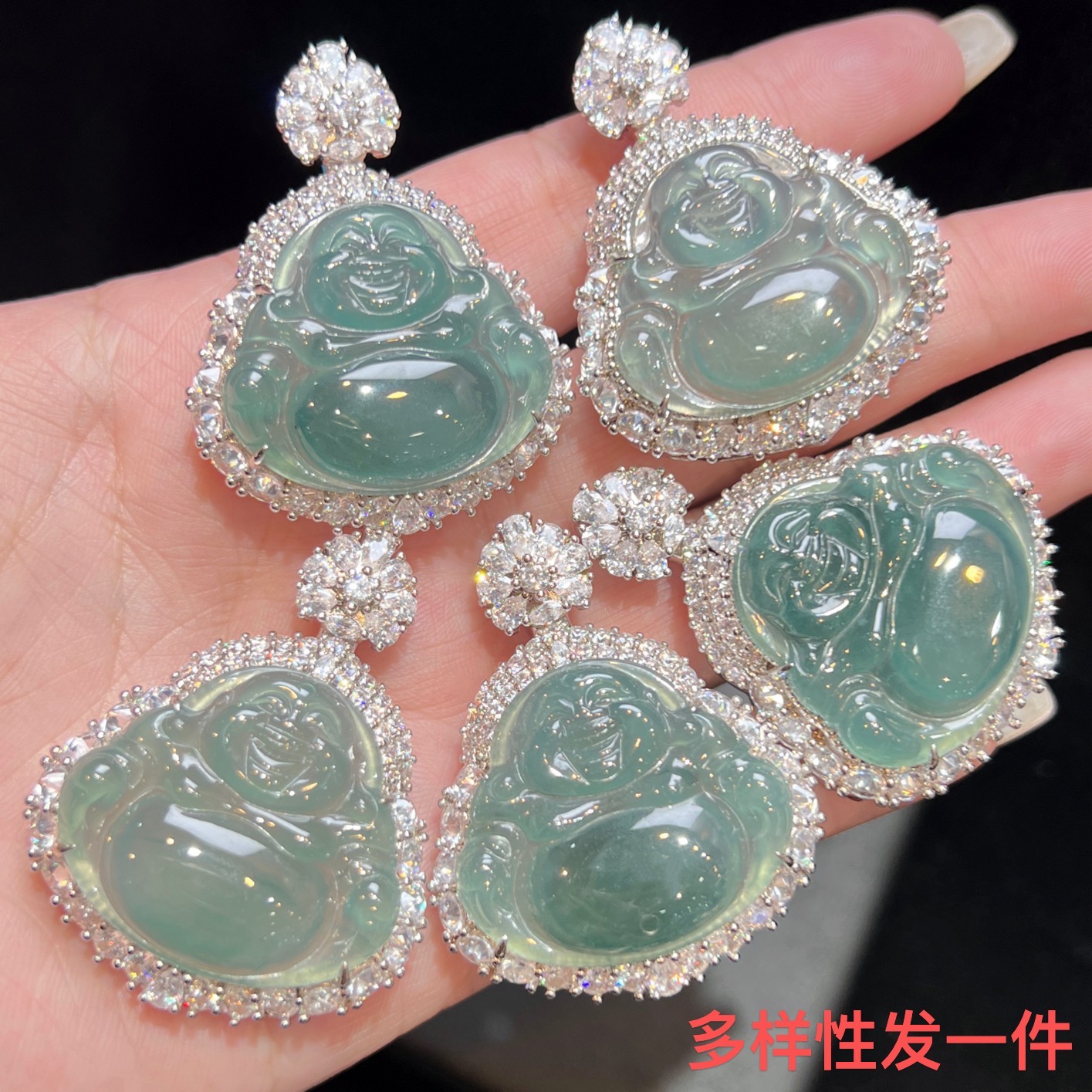 【红旭玉麟】天然翡翠A货蓝水佛公吊坠 多样性发一件