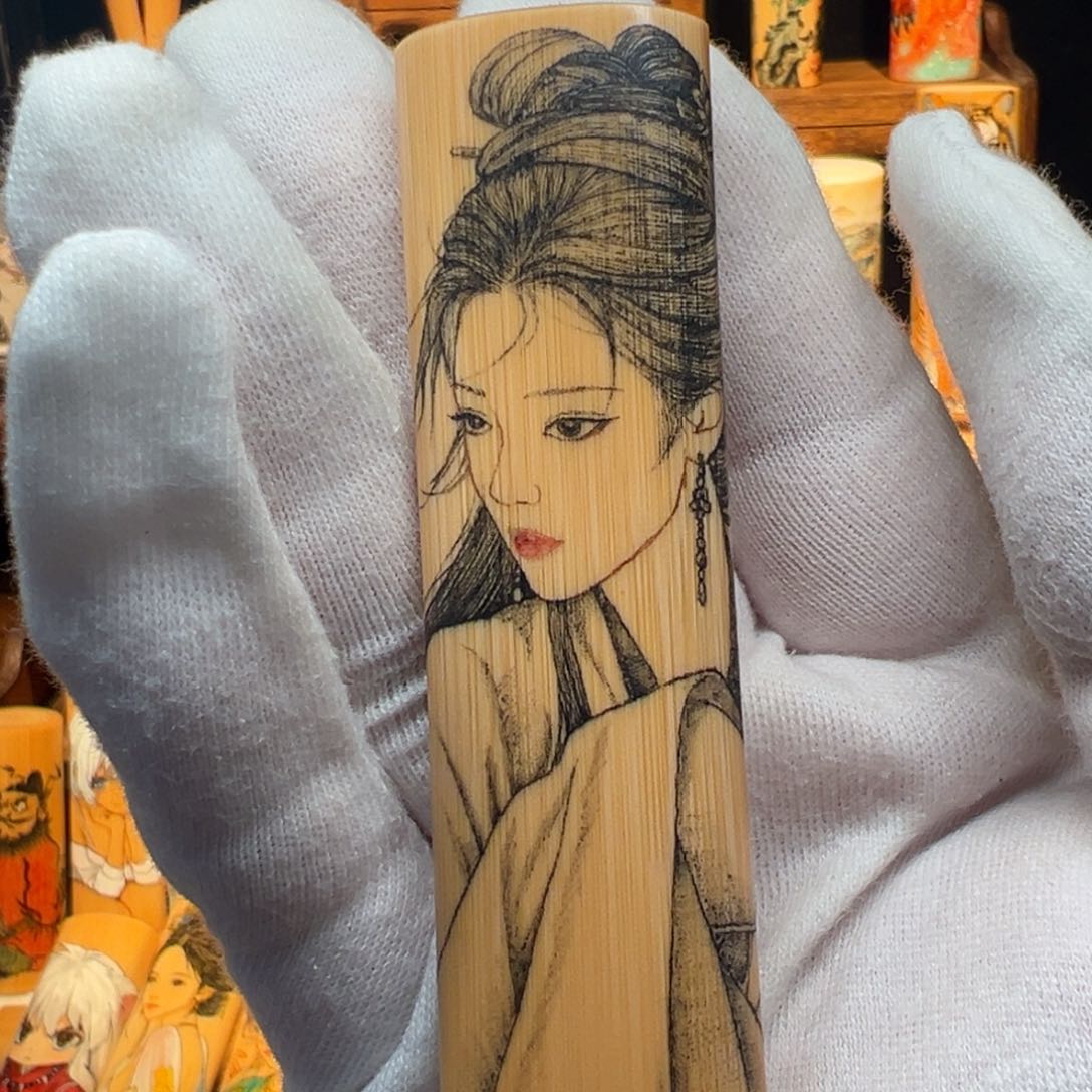 手工针刺线条美女