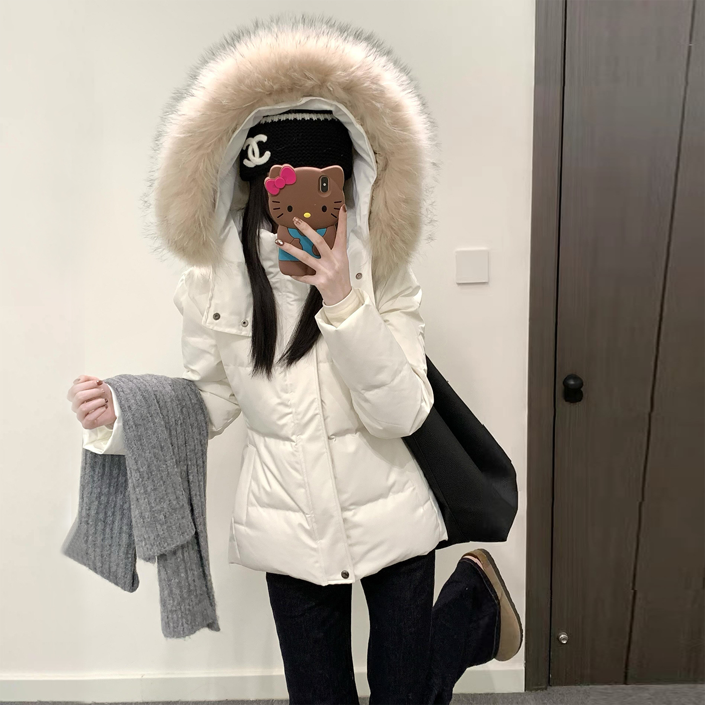 棉服女2025年冬季新款大毛领连帽收腰显瘦加厚韩系短款棉衣外套潮