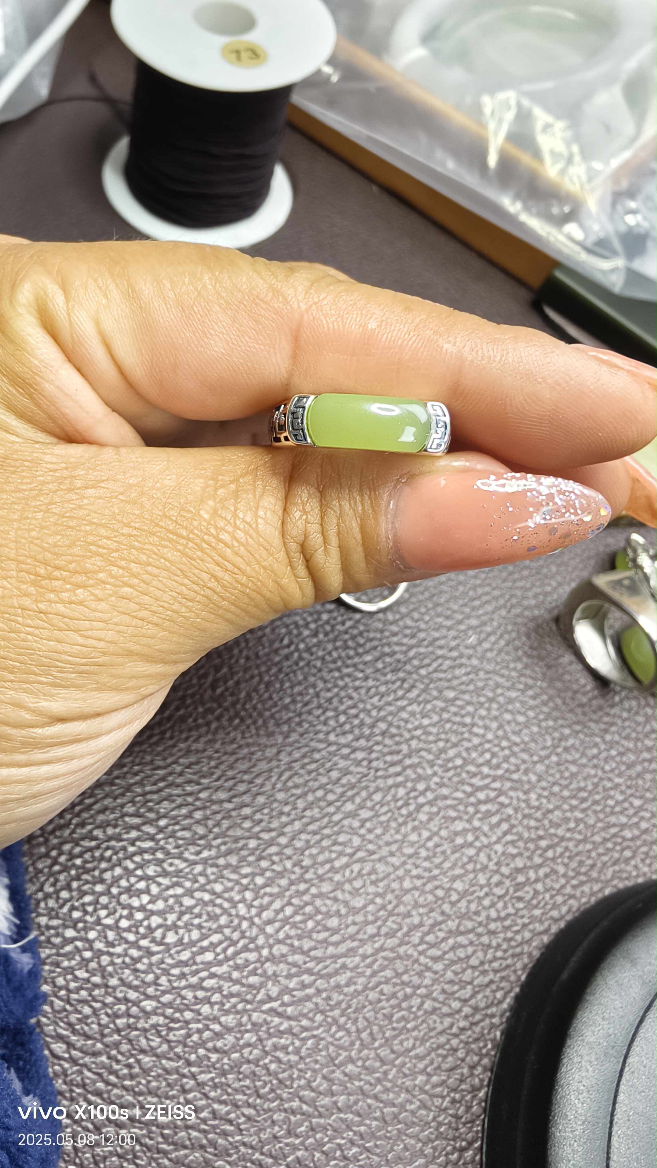 画龙料s925银镶嵌马鞍复古经典活口戒指