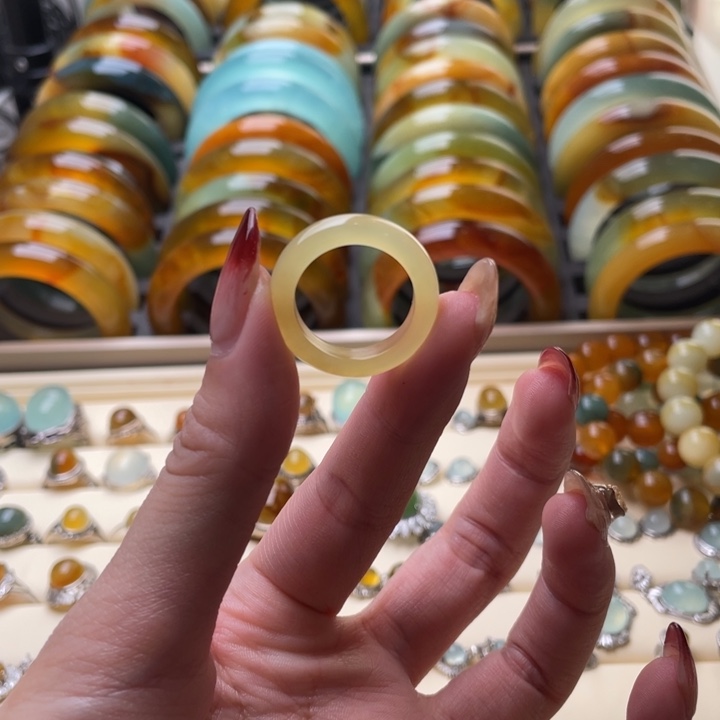 蛇纹石玉戒指圈未镶嵌48