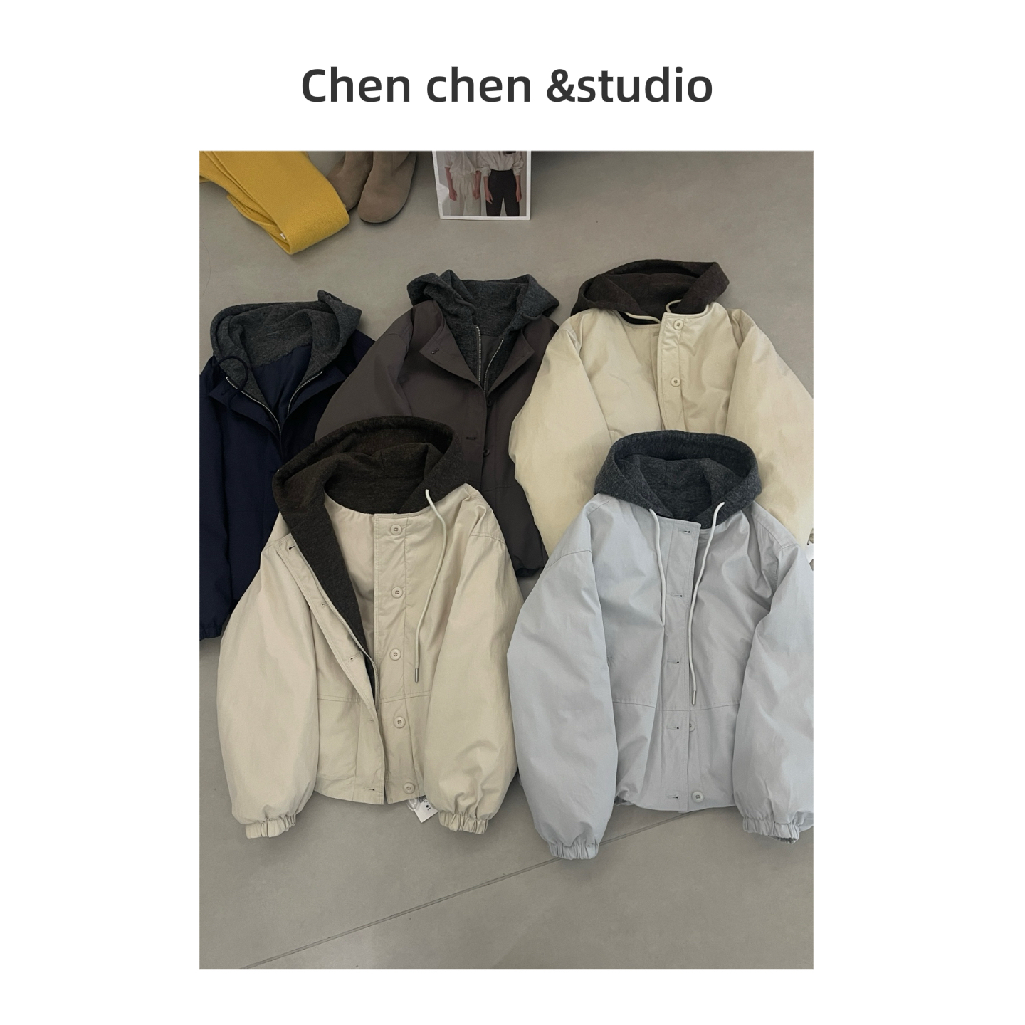 【连帽假两件羽羽冲锋衣】休闲连帽撞色设计女短款显瘦外套风衣户外