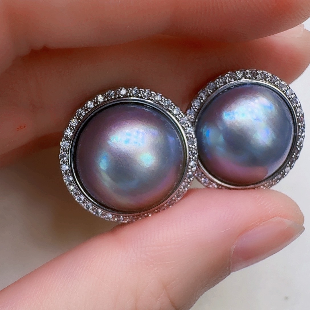 耳饰未镶嵌拼合珍珠（马贝珠）