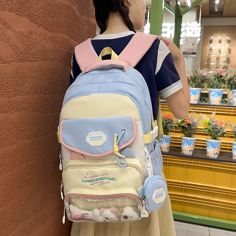 防水字母拉链减负背负式书包轻便小学生3456年级欧若精灵风9039