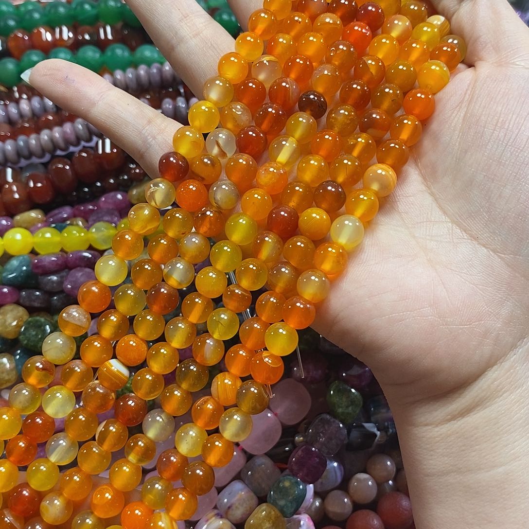 玛瑙/玉髓未镶嵌珠宝半成品糖果玛瑙一条卡8mm