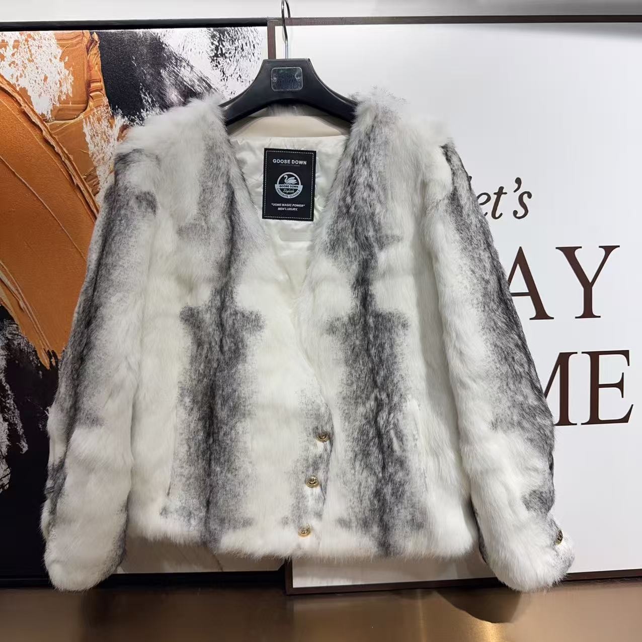 【琪的style】（原仓原链接退回.否无法退款）兔毛一体皮草外套WJ23