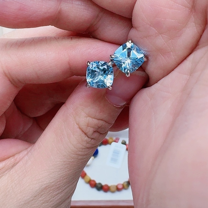 托帕石耳饰银S925镶嵌耳钉A31