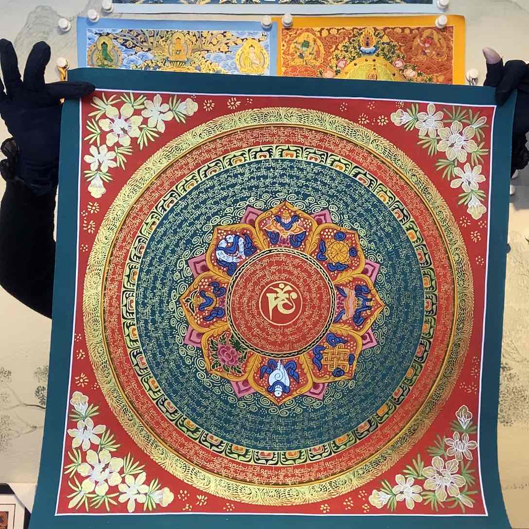 卷轴画纯手绘六字真言唐卡50尺