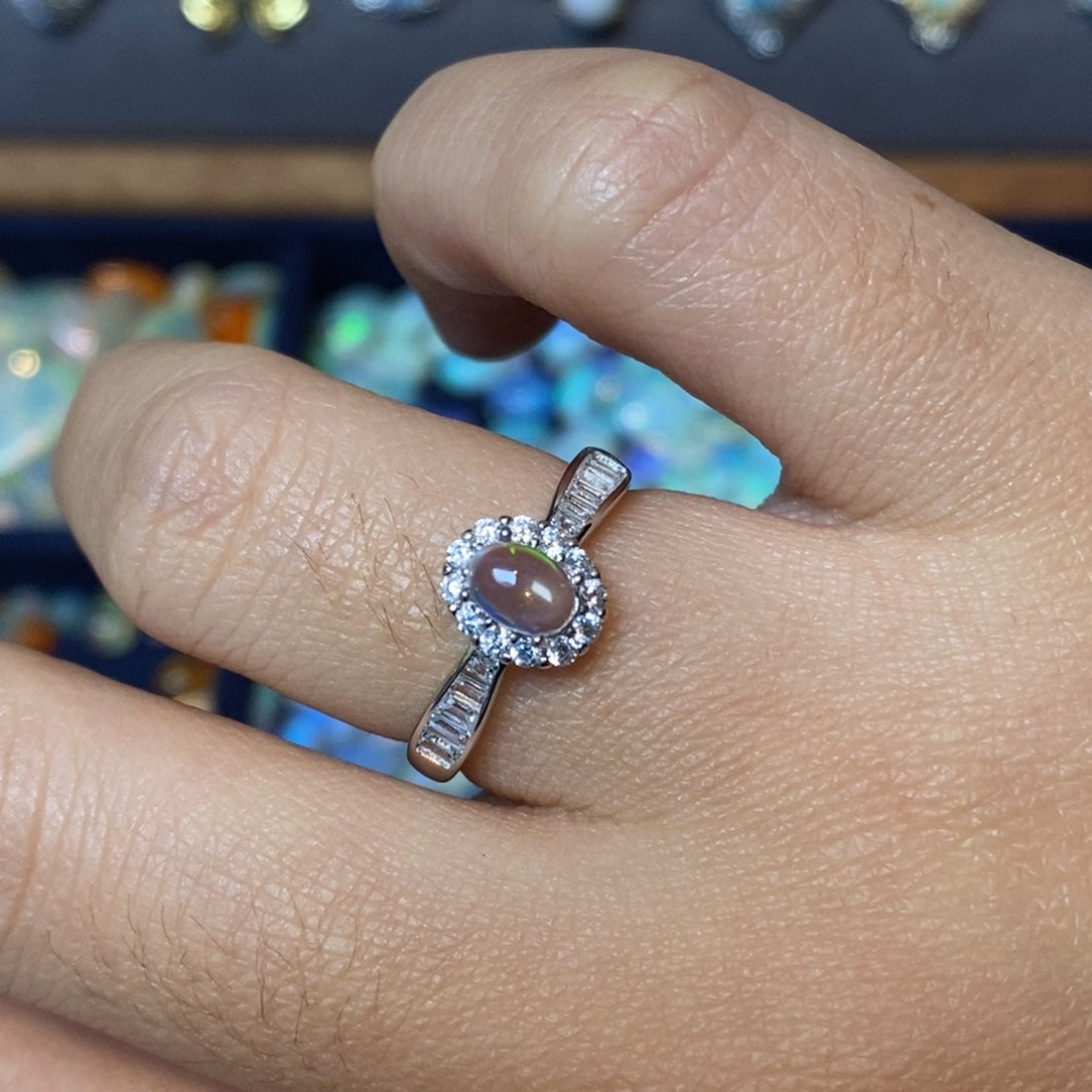 欧泊珠宝奇石银S925镶嵌戒指