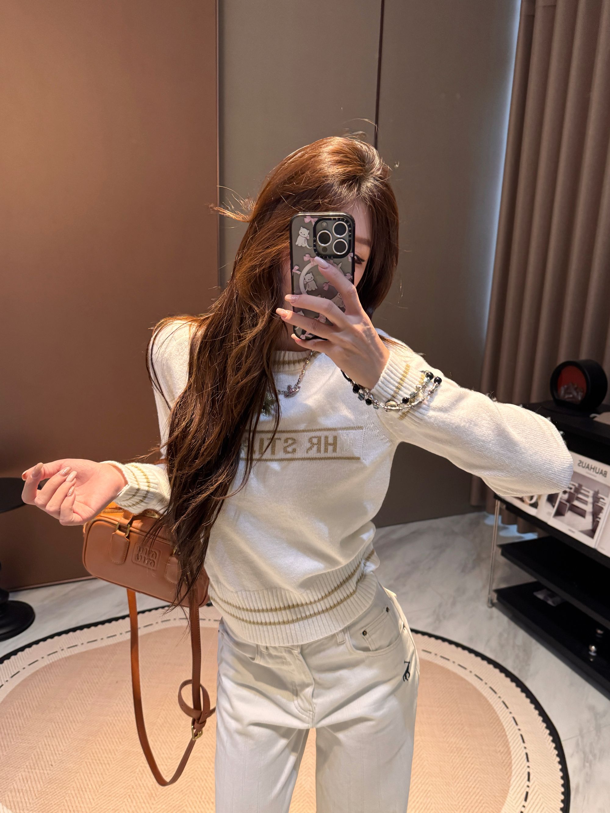 李馨儿【百合花】显瘦气质条纹洋气宽松百搭套头早秋秋冬毛衣