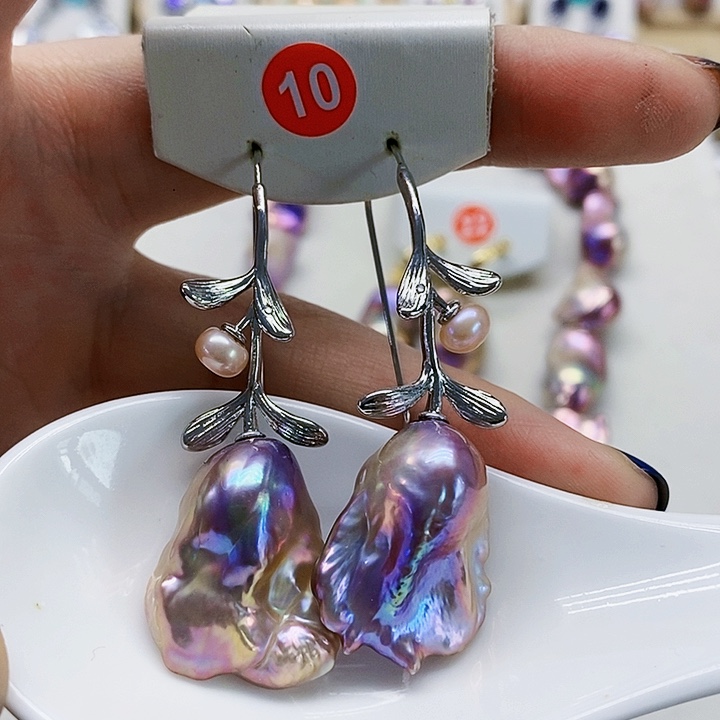 银S925镶嵌耳饰淡水珍珠