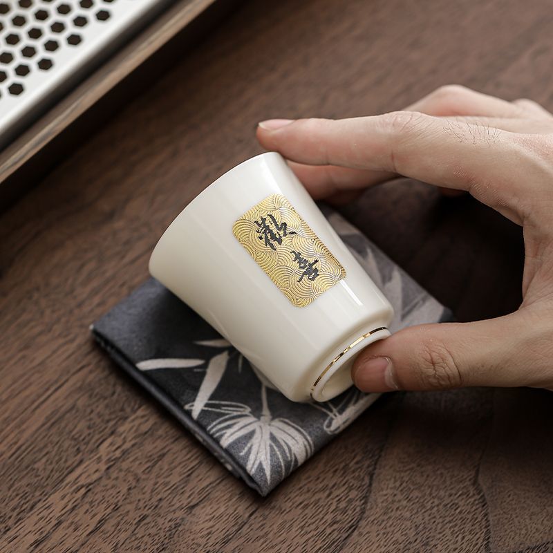 白瓷羊脂玉瓷情侣对杯功夫茶杯家用品茗杯创意主人杯个人专用茶碗