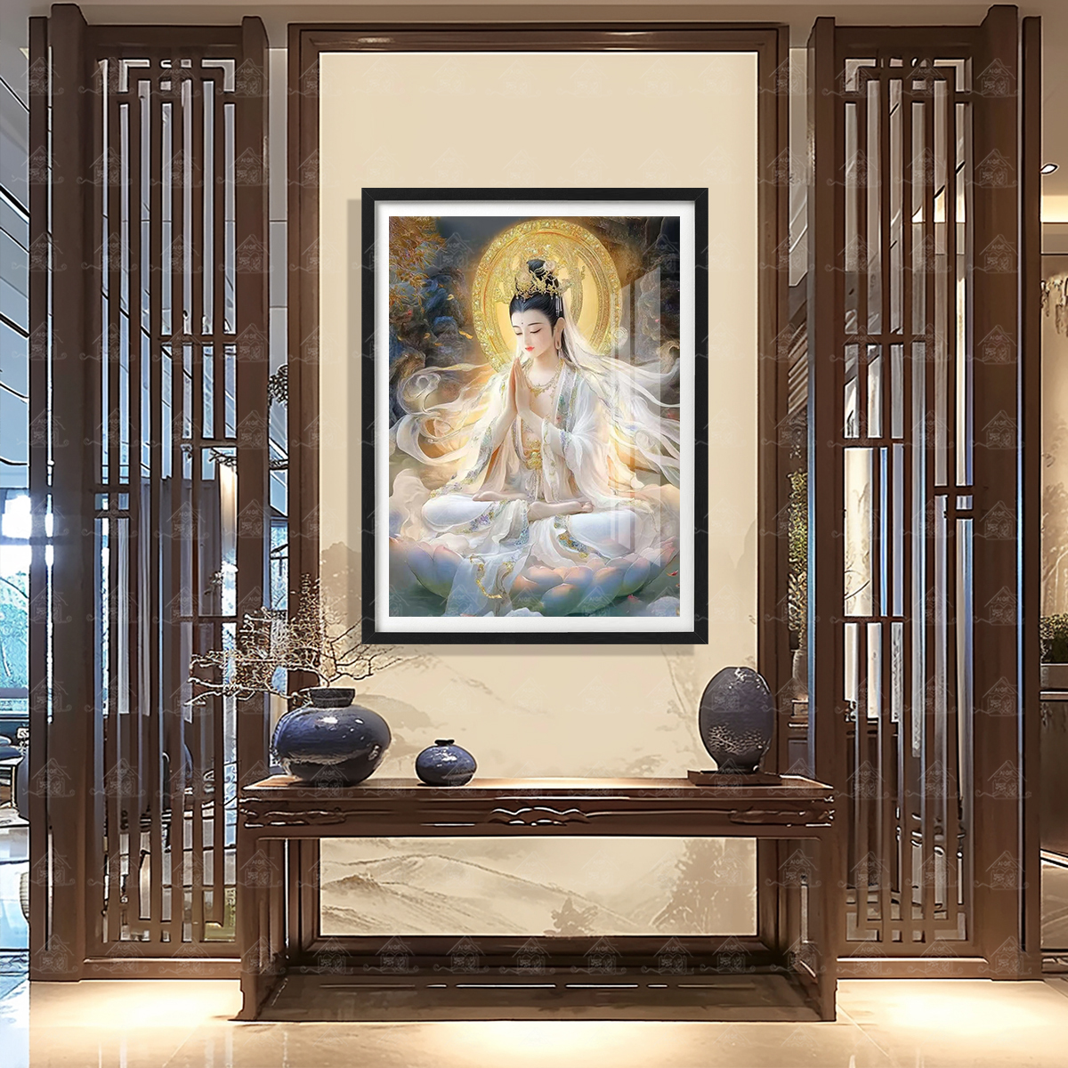 【进口棉布】爱阁十字绣观世音菩萨新款佛像中式简约客厅手工线绣