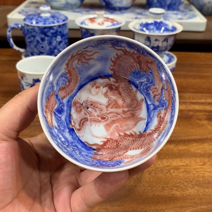 自成堂柴窑 青花釉里红
