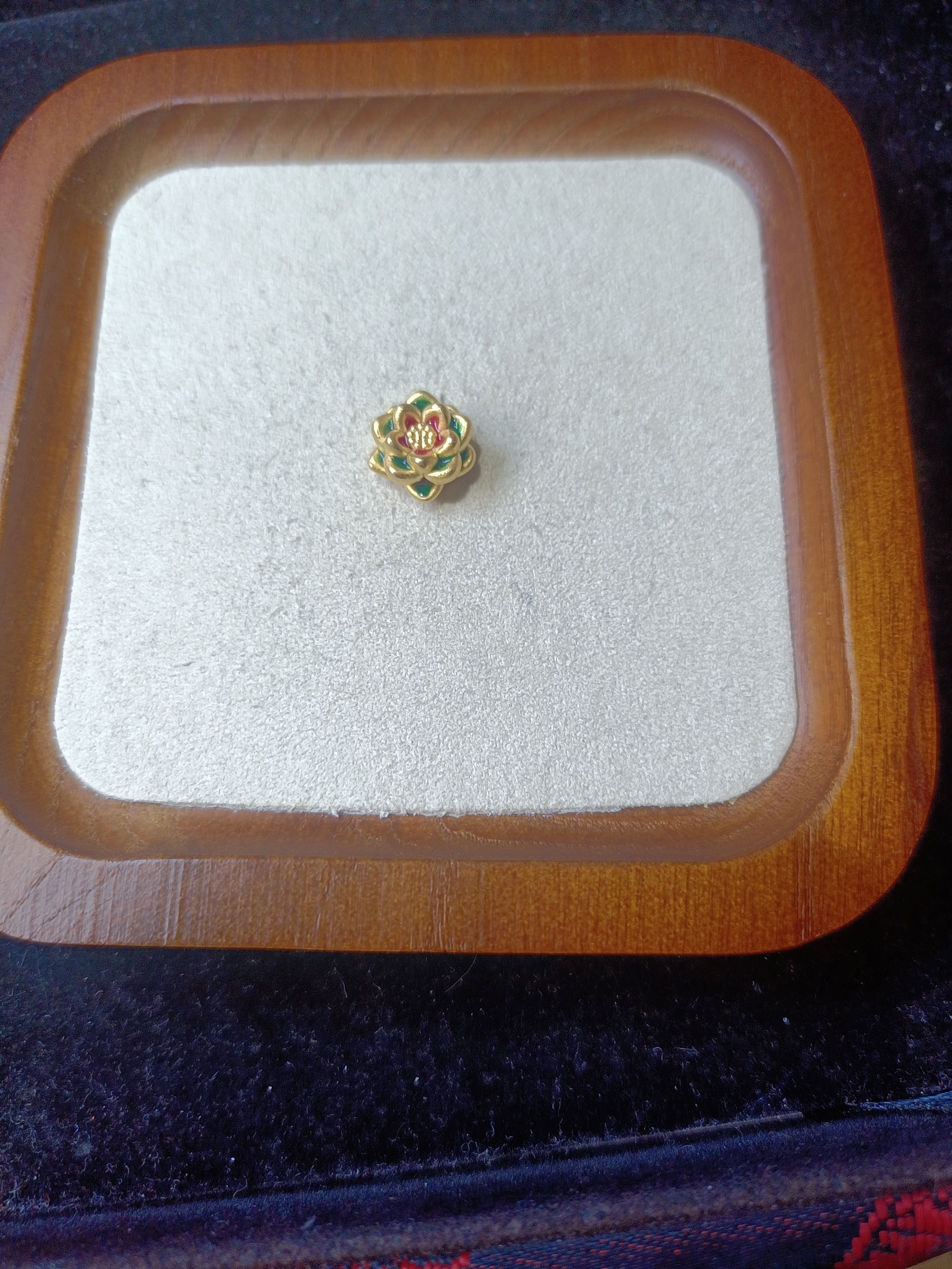 足金999硬金烧蓝花花0.974克转运珠