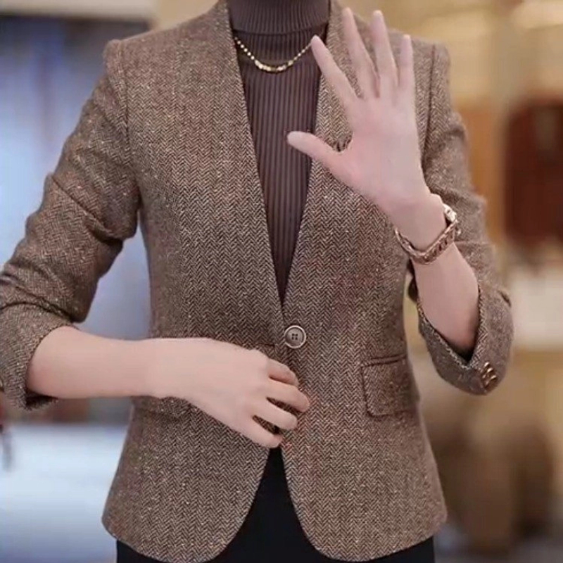 无领短款气质西装外套女秋冬2025新款小个子高级感复古女士西服