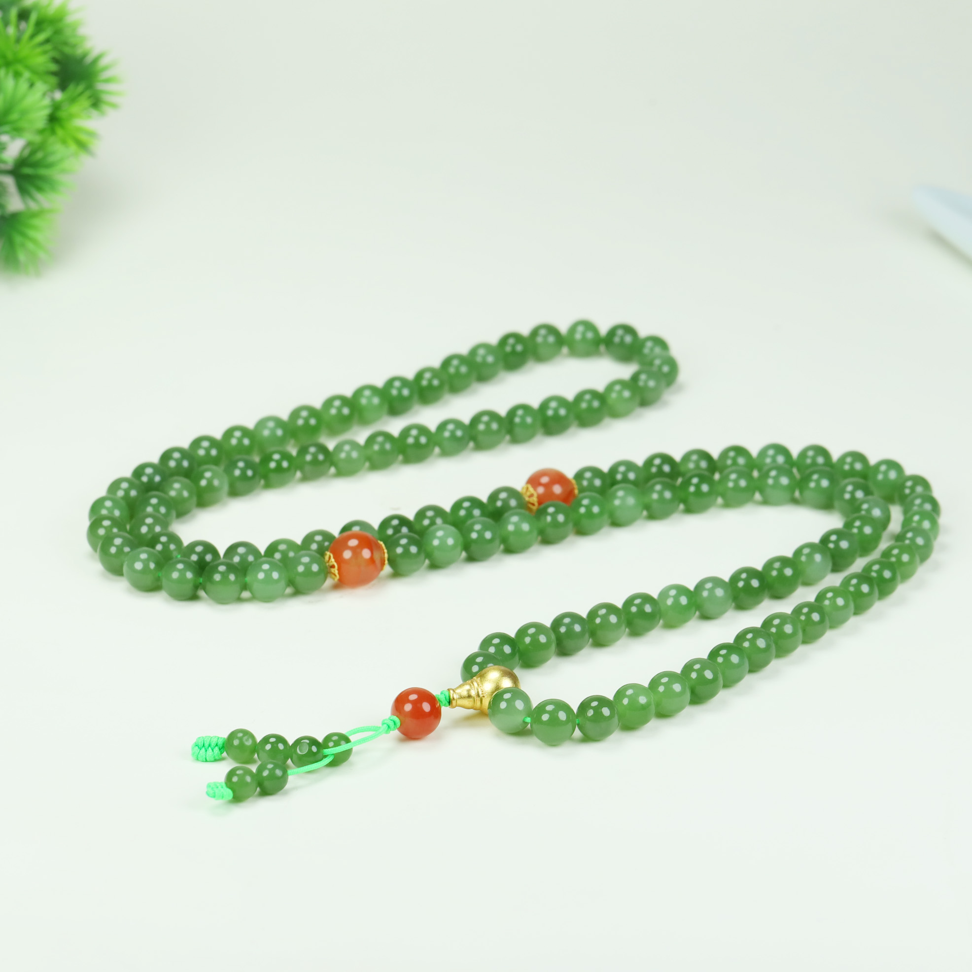 天然和田玉碧玉108项链约8mm  多样性拍一发一翟