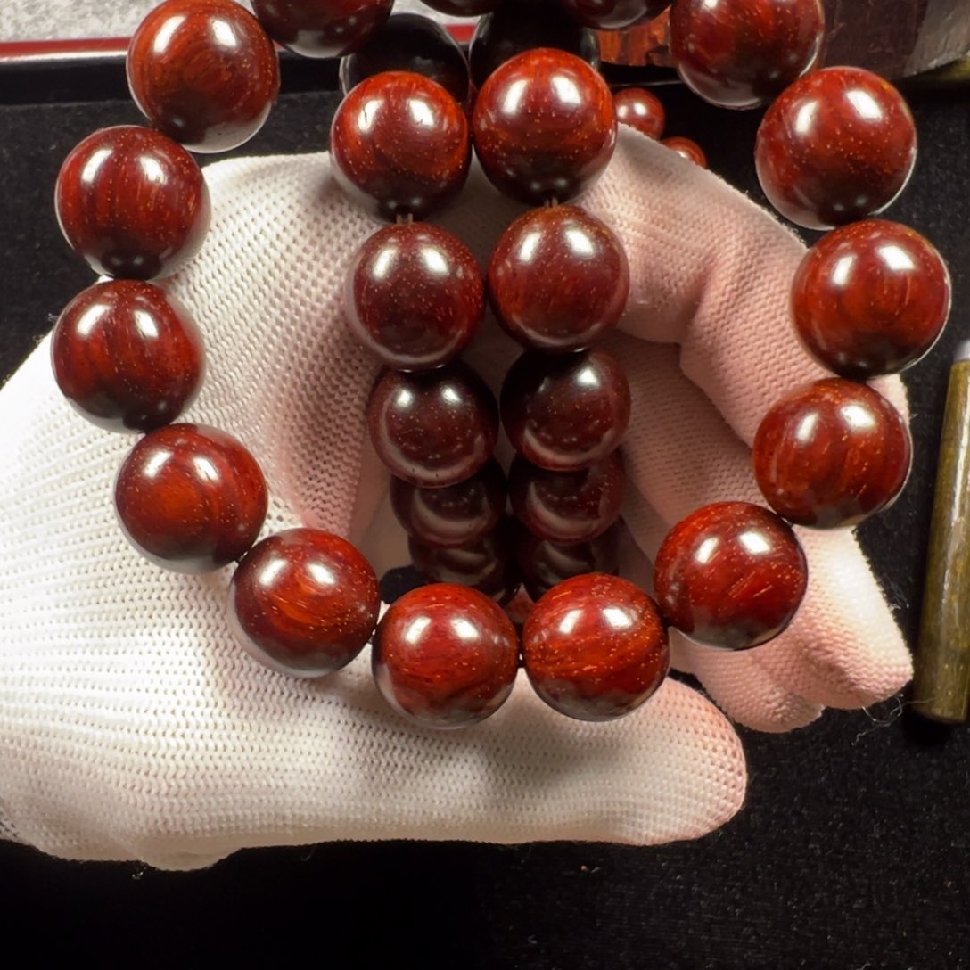 小叶紫檀手串/手链1.5帝王级果冻泥鳞底满星圆珠