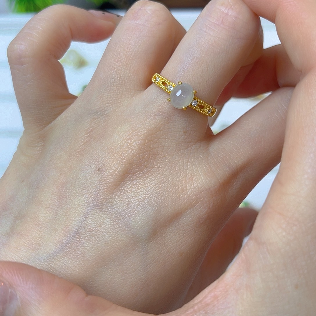 翡翠戒指银S925镶嵌