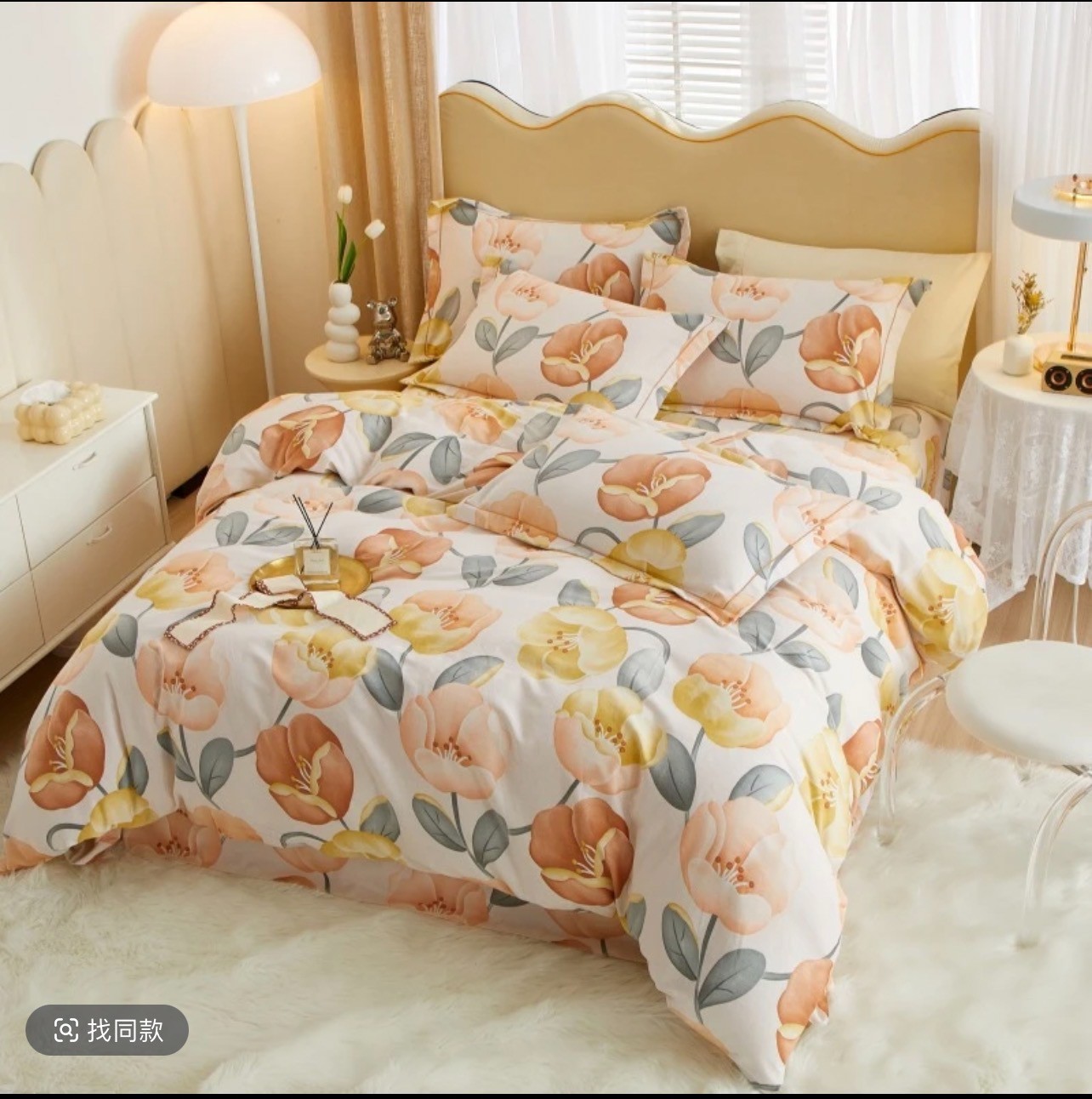 双人床单（繁花朵朵）尺寸2.4*2.4米亲肤长绒棉床单