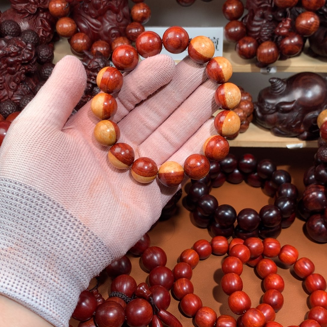 染料紫檀（血檀）1.5阴阳珠泥料-特色串