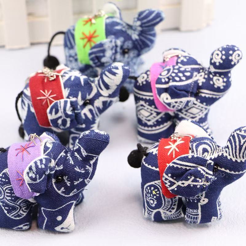 【大理扎染小象挂饰】大理民族风手工小象钥匙扣包包挂饰大理扎染手
