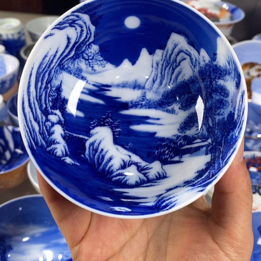 青花雪景主人杯杯