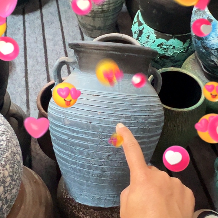 瑕疵带孔蓝色双耳高24口14