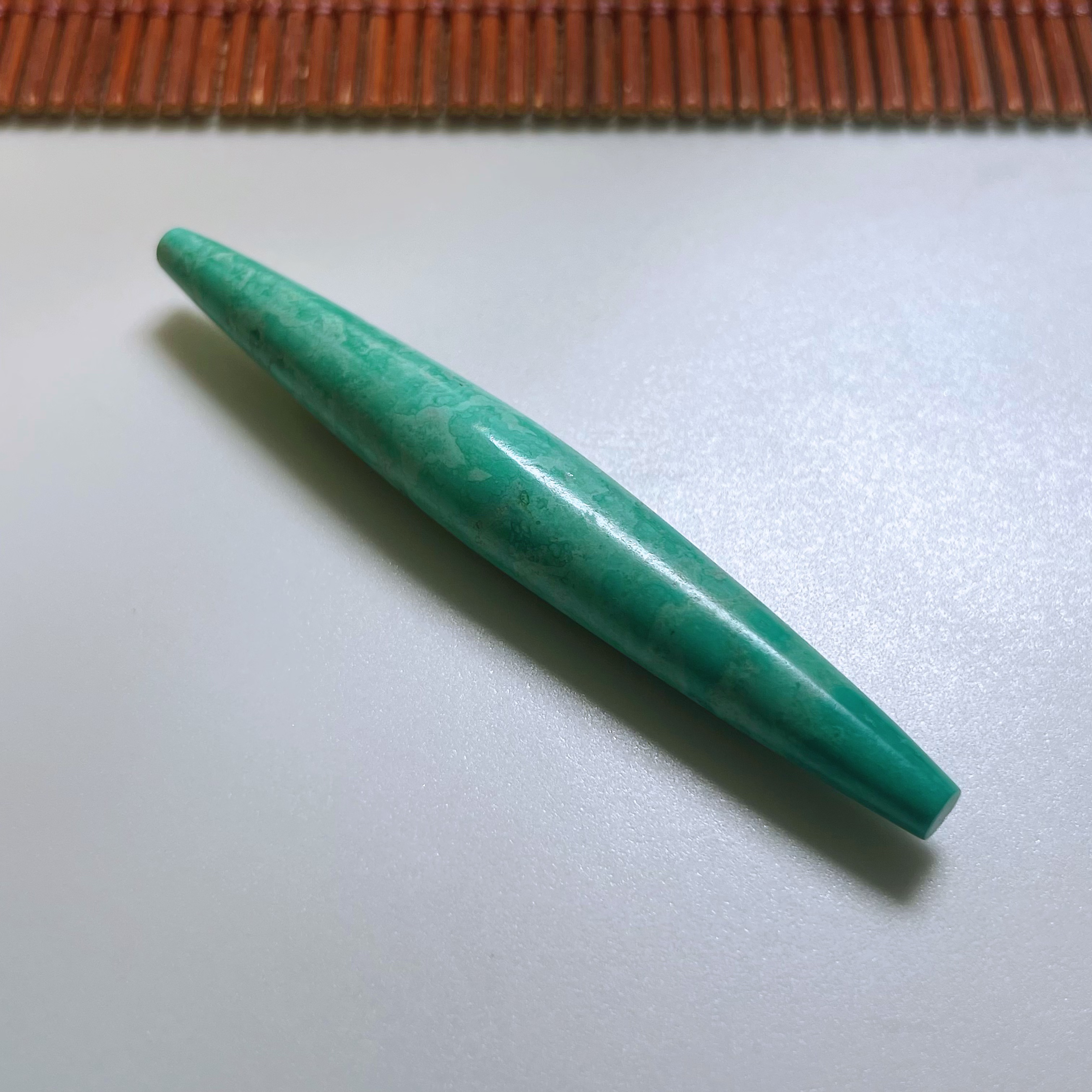 原矿绿松石高瓷特色桶珠锁骨珠项链吊坠长桶单珠珠子～只有一个哦