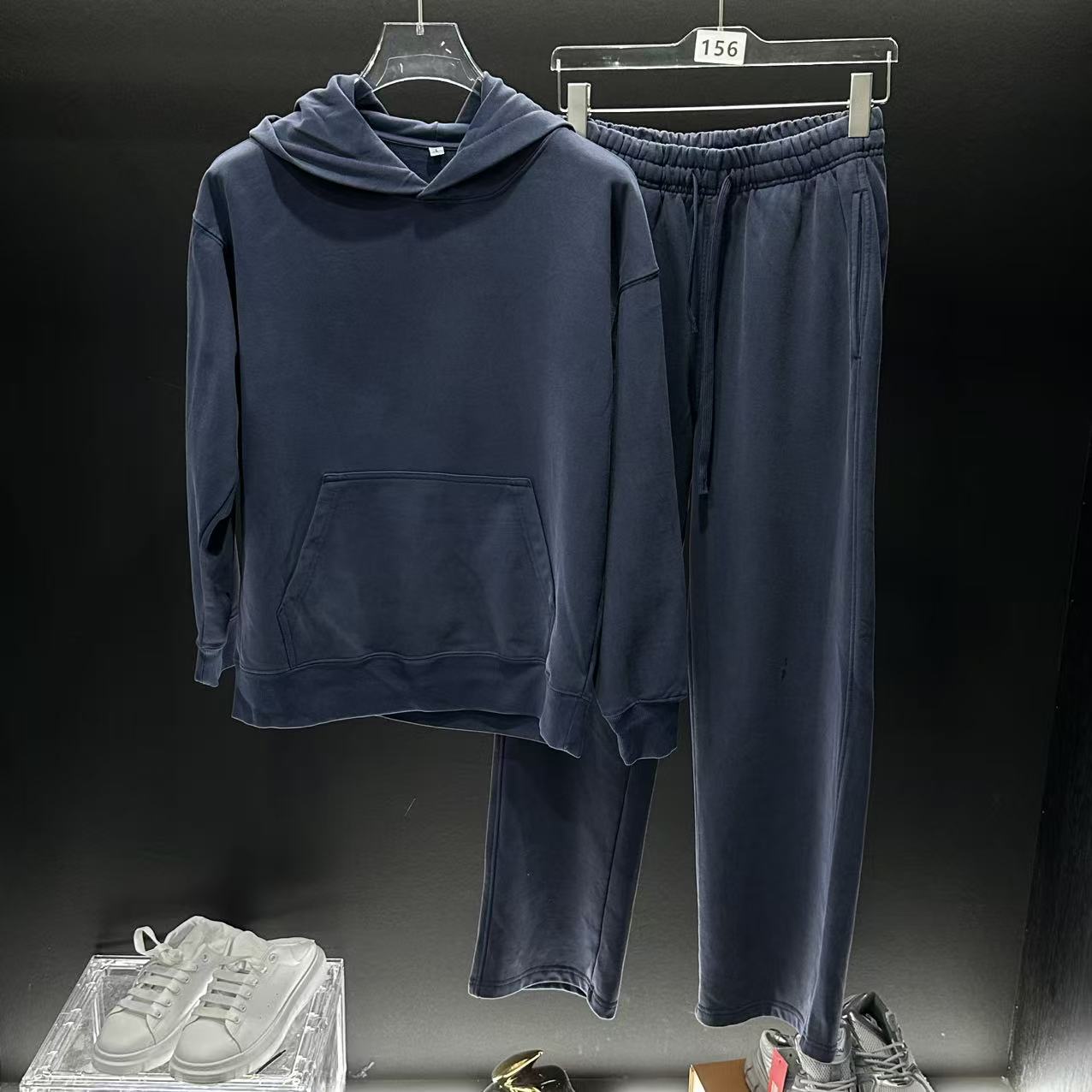 长裤卫衣中长款450g高克重做旧休闲运动套装秋季百搭加绒轻奢