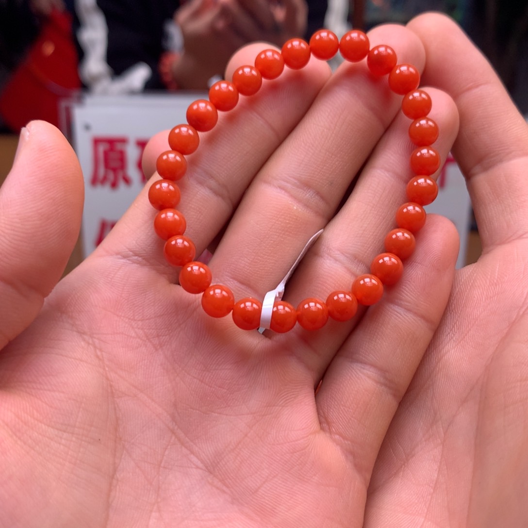 南红玛瑙冷水河单圈6+㎜未镶嵌241127-363