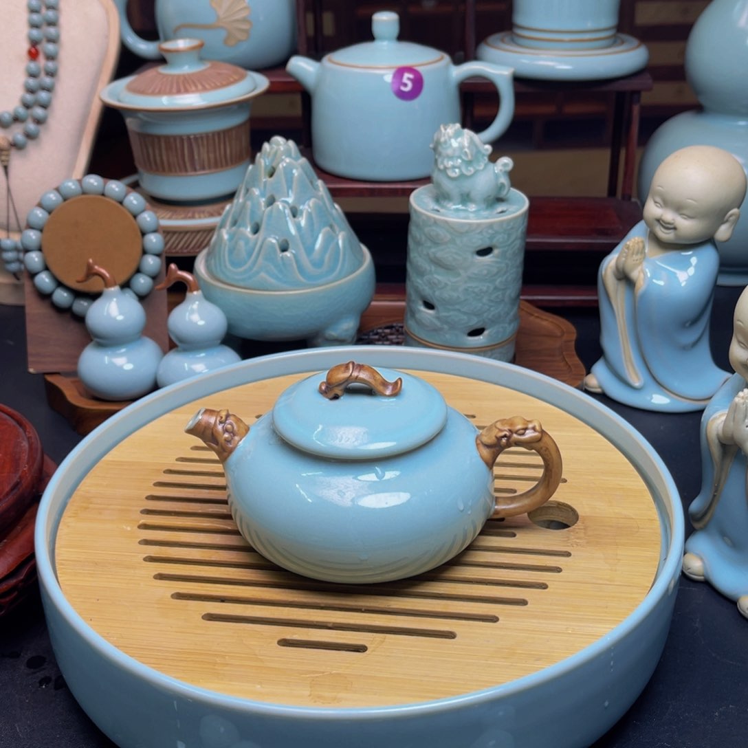 【闪购商品】摆件陶晓*云汝州单壶，壶，壶，杯