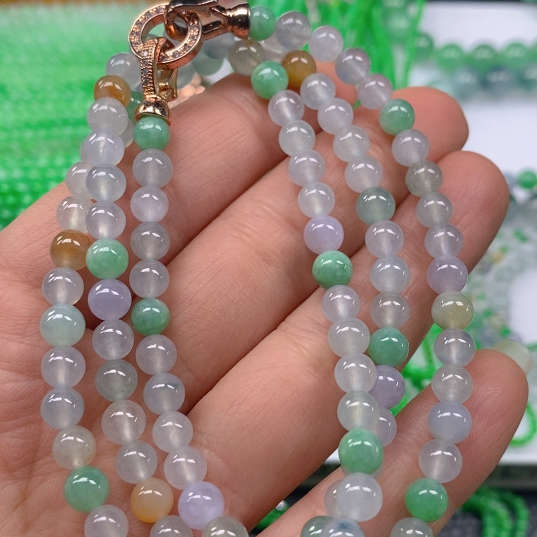 翡翠颈饰未镶嵌冰种多宝项链5.8m' m