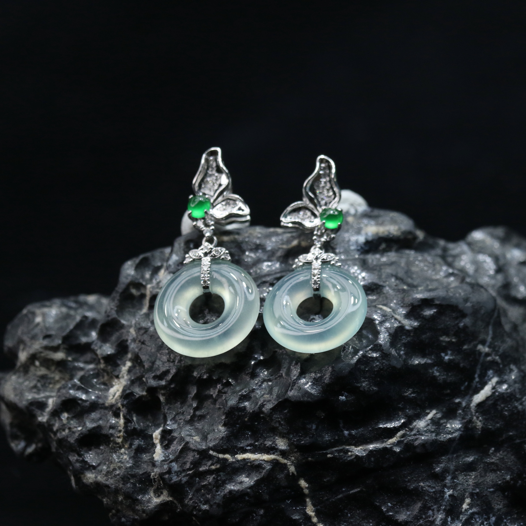 13天然缅甸翡翠A货18k耳饰/500042/北京中保拍卖