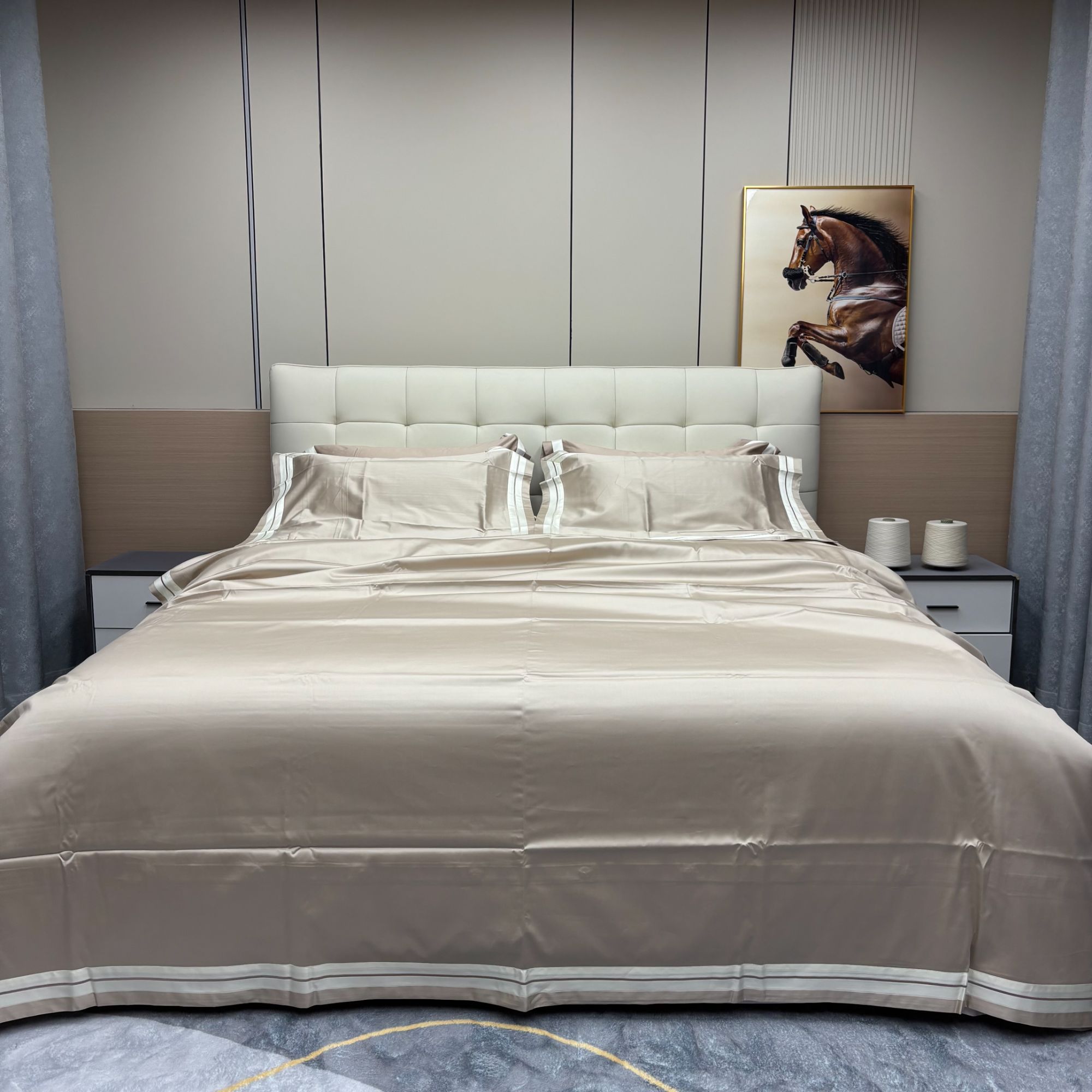 140/2*140/2埃及长绒棉 （猪油款升级版）拼边绣线款四件套