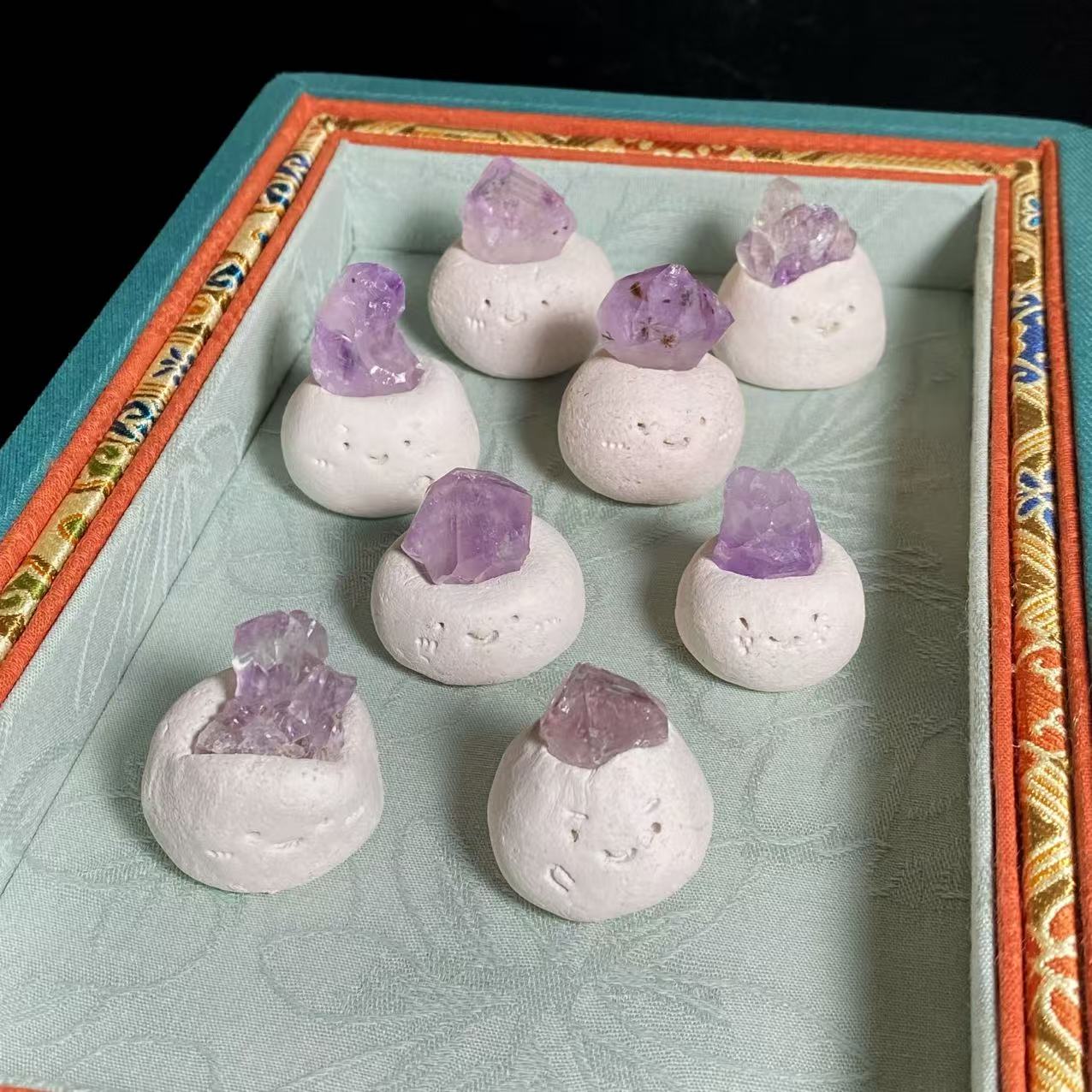 C1505|水晶未镶嵌  紫水晶小团子摆件 多样性发一