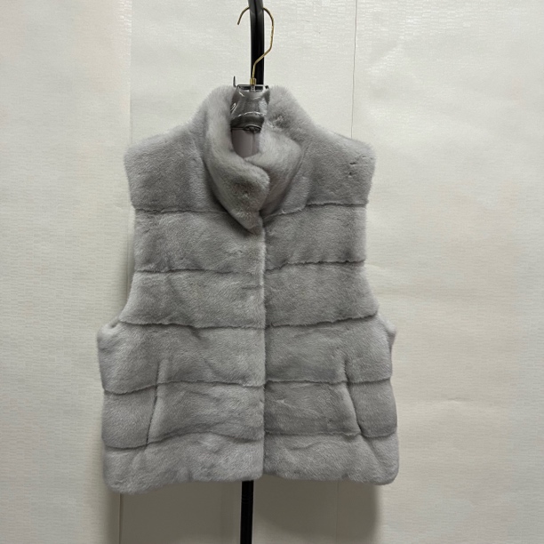 冬季限定轻奢天鹅绒水貂立翻领无袖马甲皮草背心外套