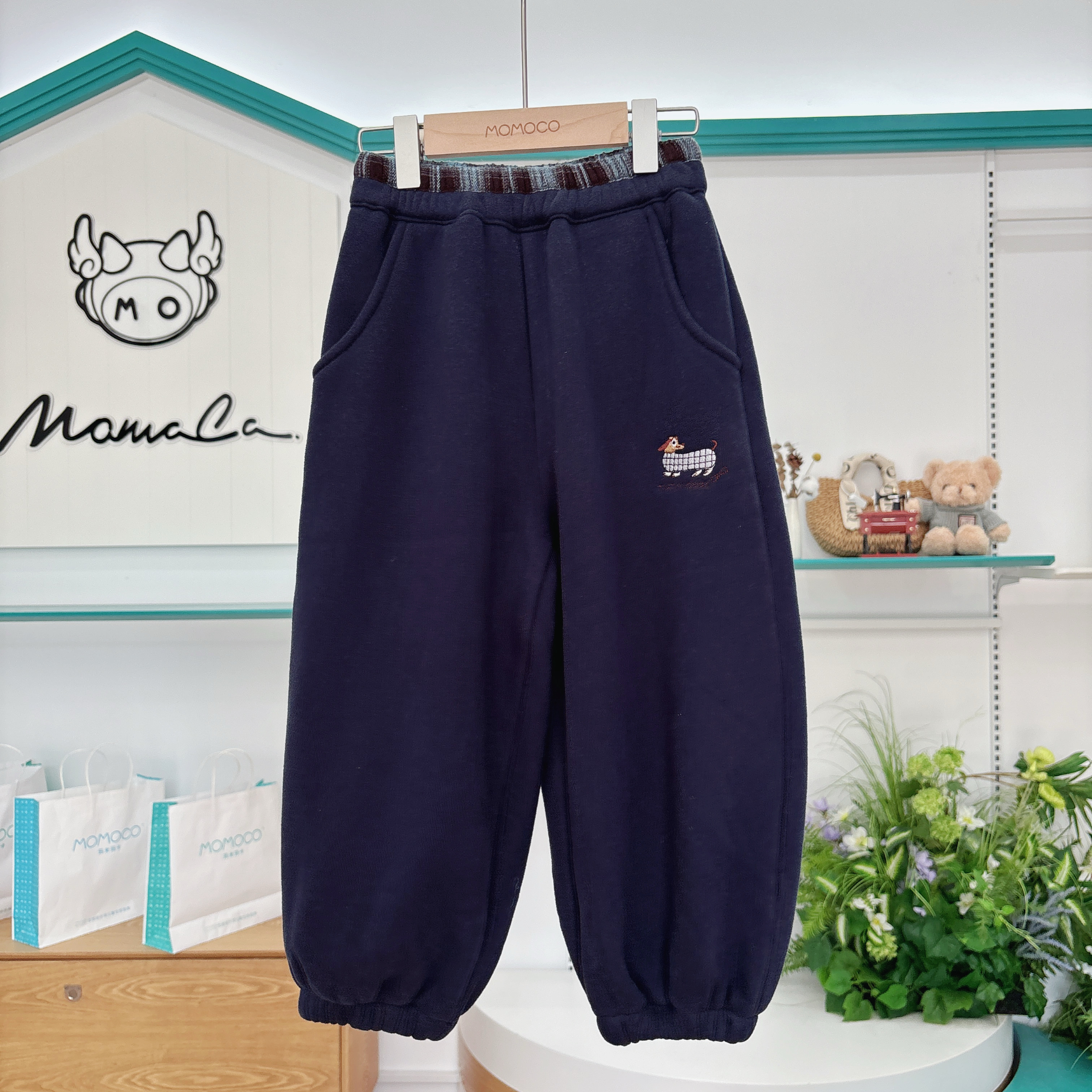 MOMOCO/玛米玛卡冬季中大童韩版休闲运动加绒针织裤77430358038