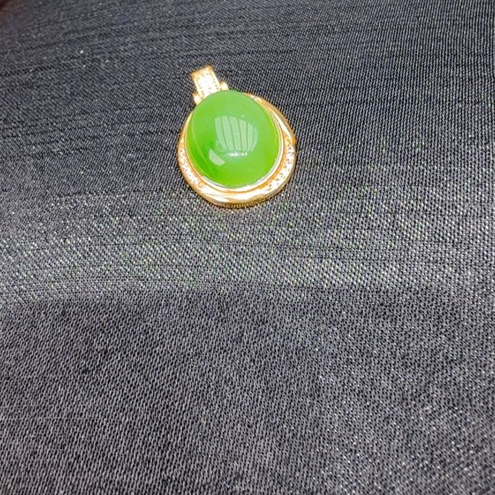 和田玉（碧玉）颈饰银S925镀金镶嵌