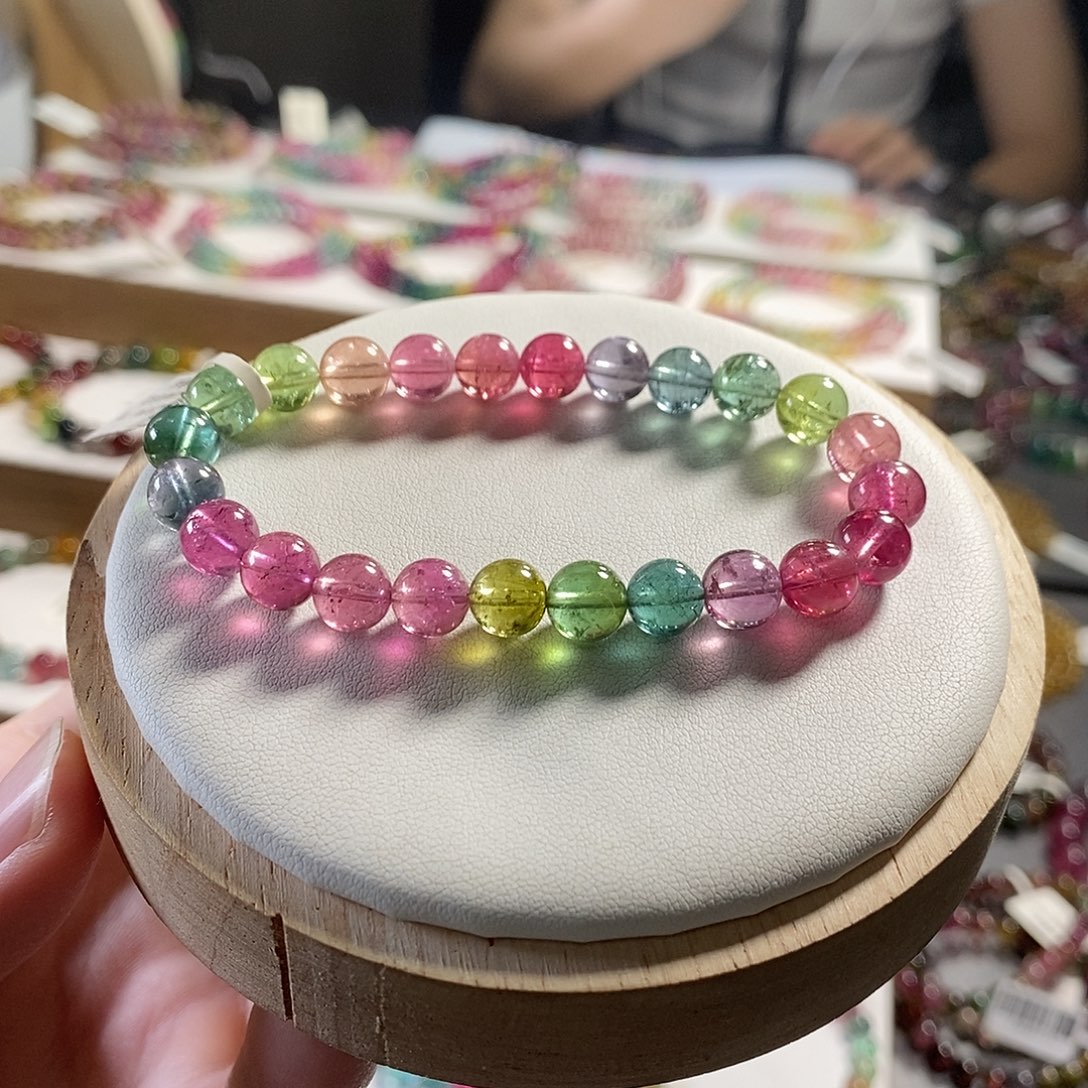 真***实碧玺未镶嵌手链7.8mm