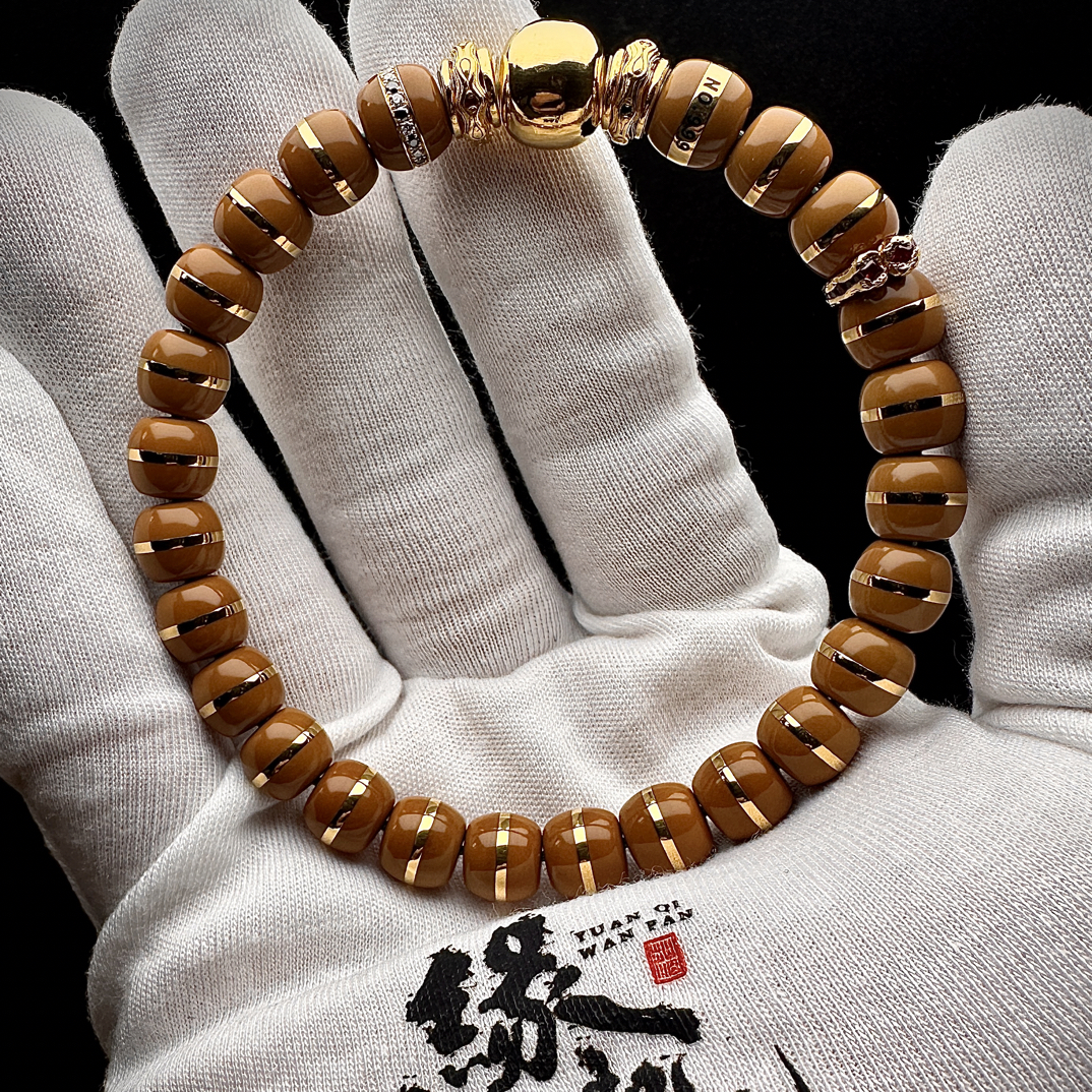 尊奢版核金9.0（素串）全无白24k铸造一体件 烘干不缩尺老挝手串