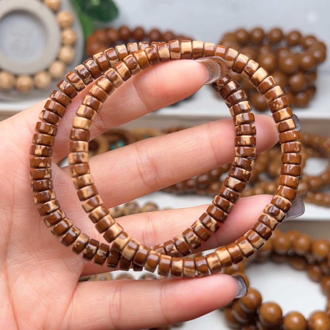 紫金鼠手串7x3.5纯肉实心花皮药片