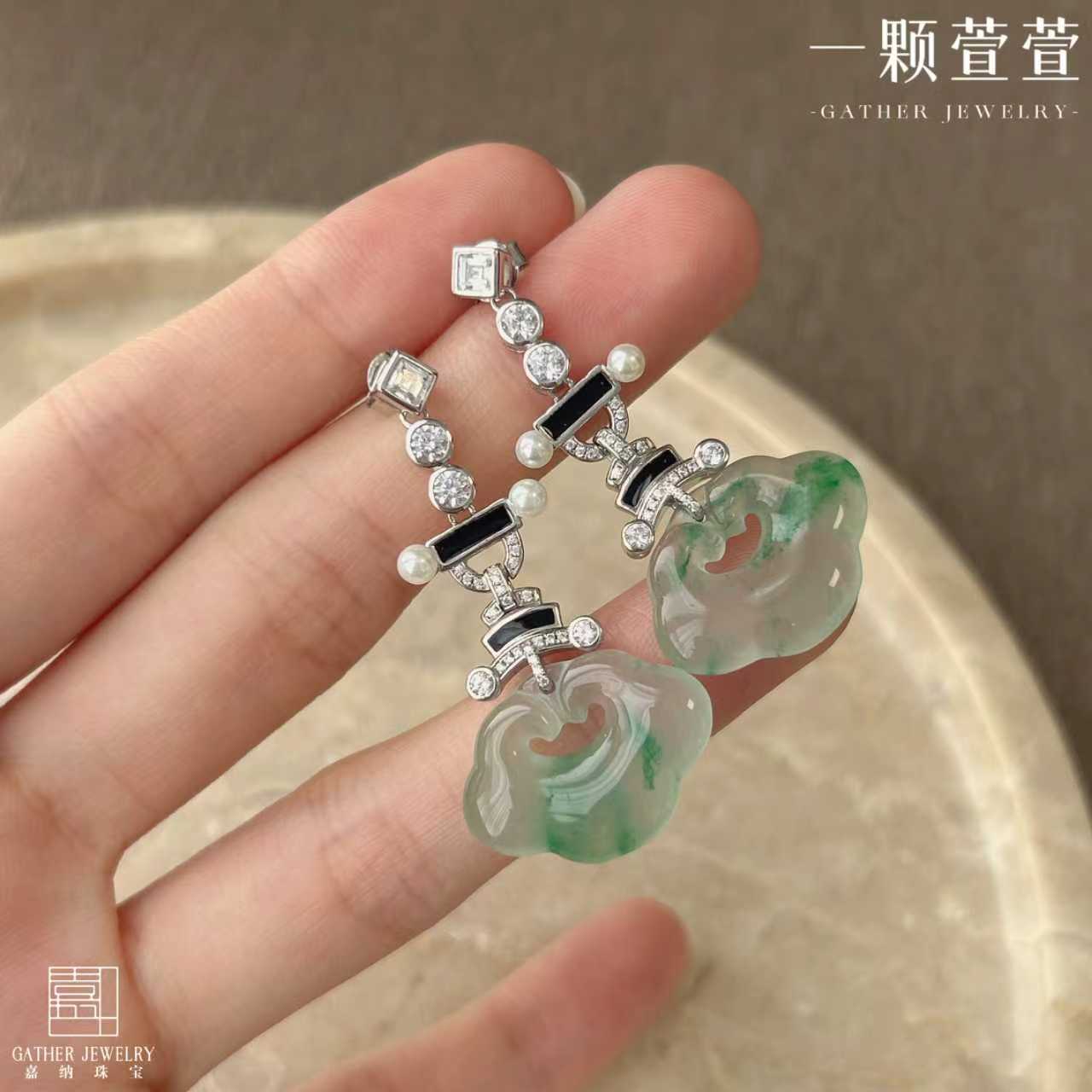 【冰魄流霞】一颗萱萱银镶非洲翠如意耳饰百搭气质简约古风优雅