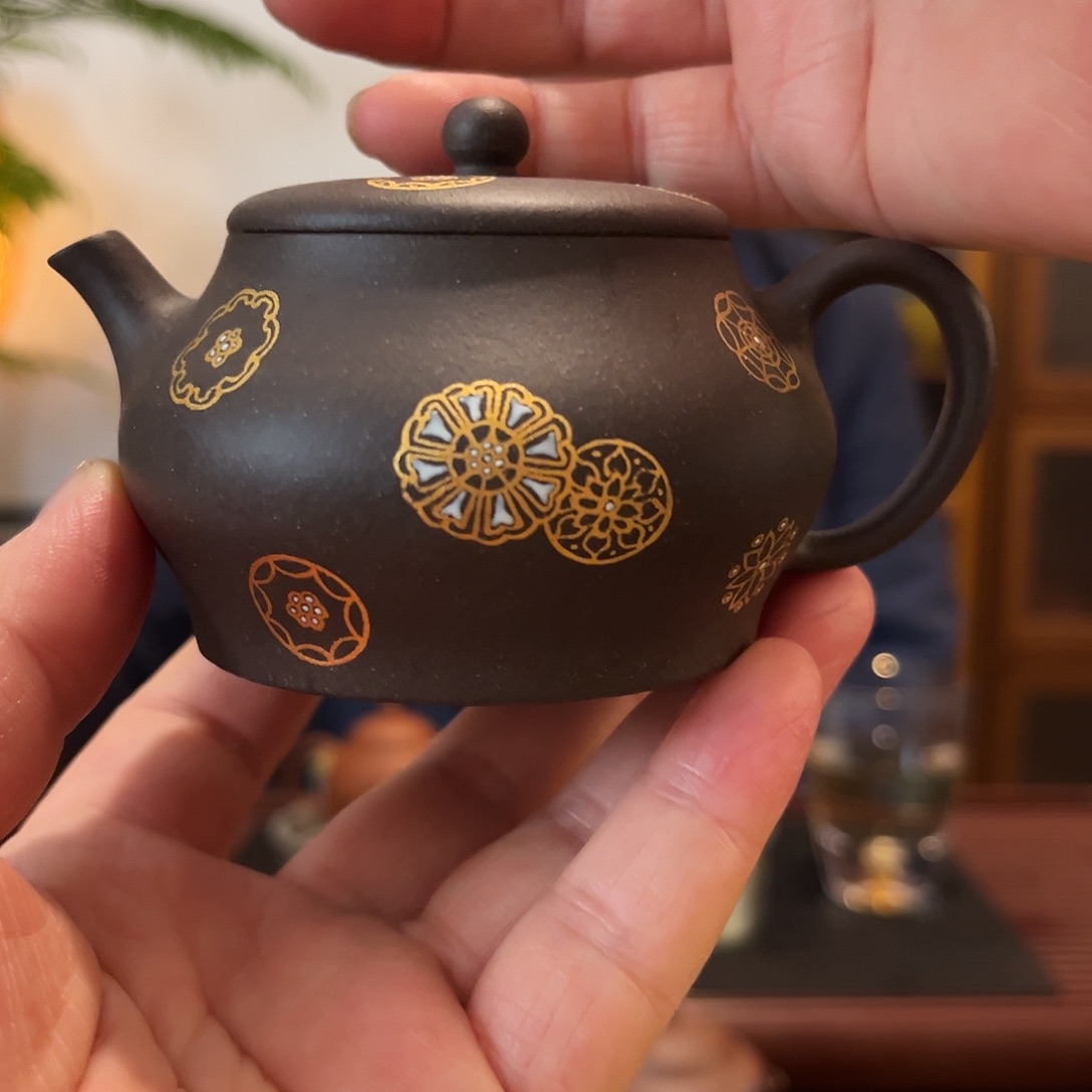 桃***鱼茶壶紫砂桑扁天青泥皮球花120ml