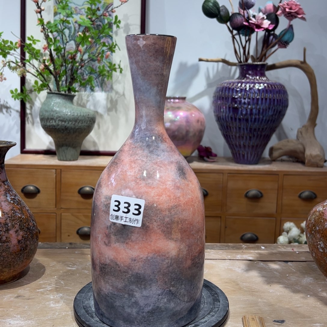 摆件陶瓷花瓶高33口2