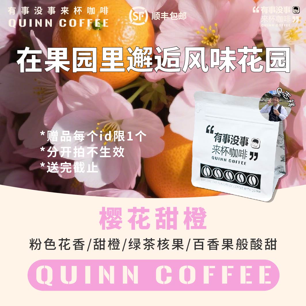 Quinncoffee哥伦比亚【樱花甜橙】水洗粉波旁精品手冲咖啡豆