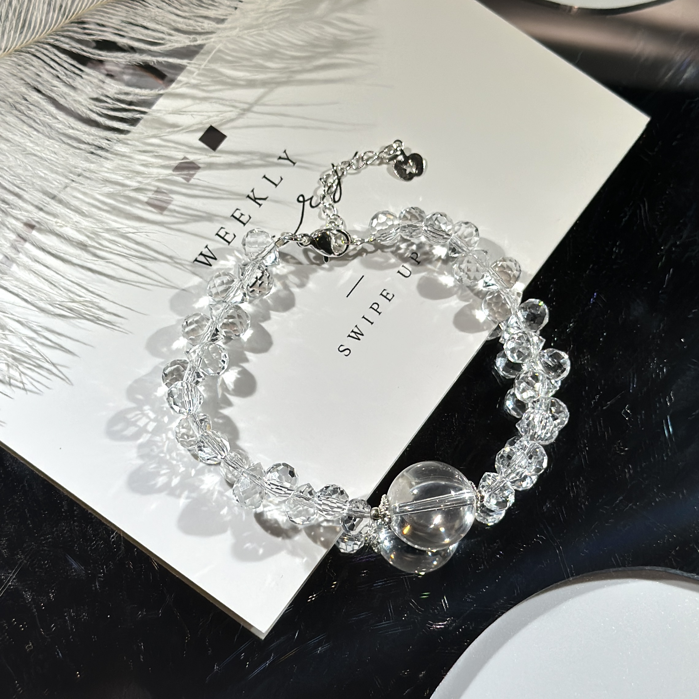 A1麻花设计款白水晶手链原创设计